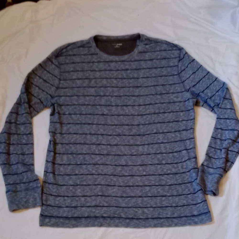 Banana Republic Gray Striped Long Sleeve Tee, XL
